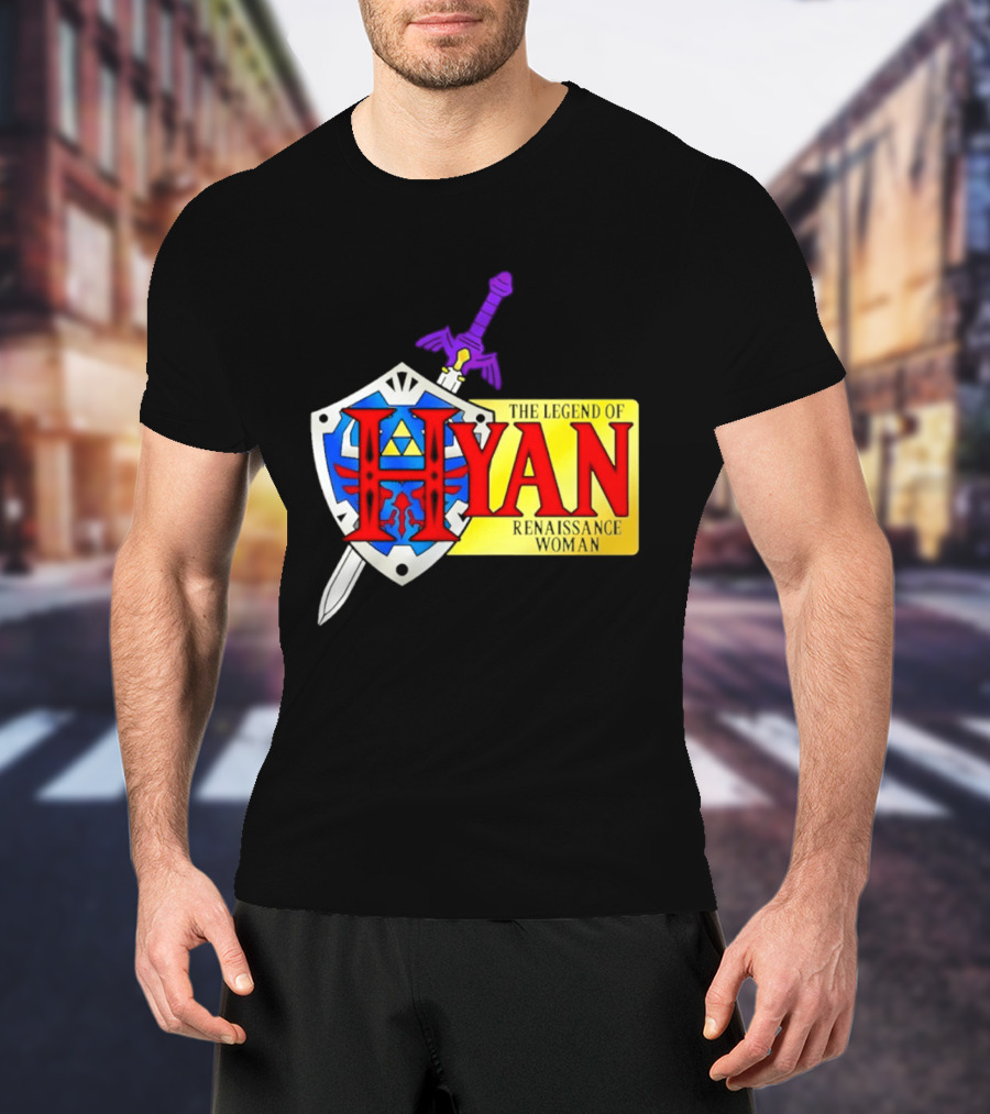 Hyan Renaissance Woman Legend Triforce Shield Sword T-Shirt