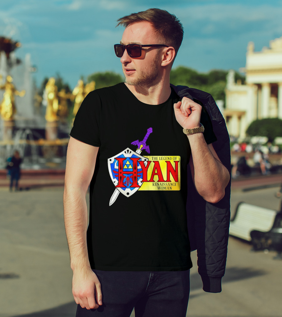 Hyan Renaissance Woman Legend Triforce Shield Sword T-Shirt