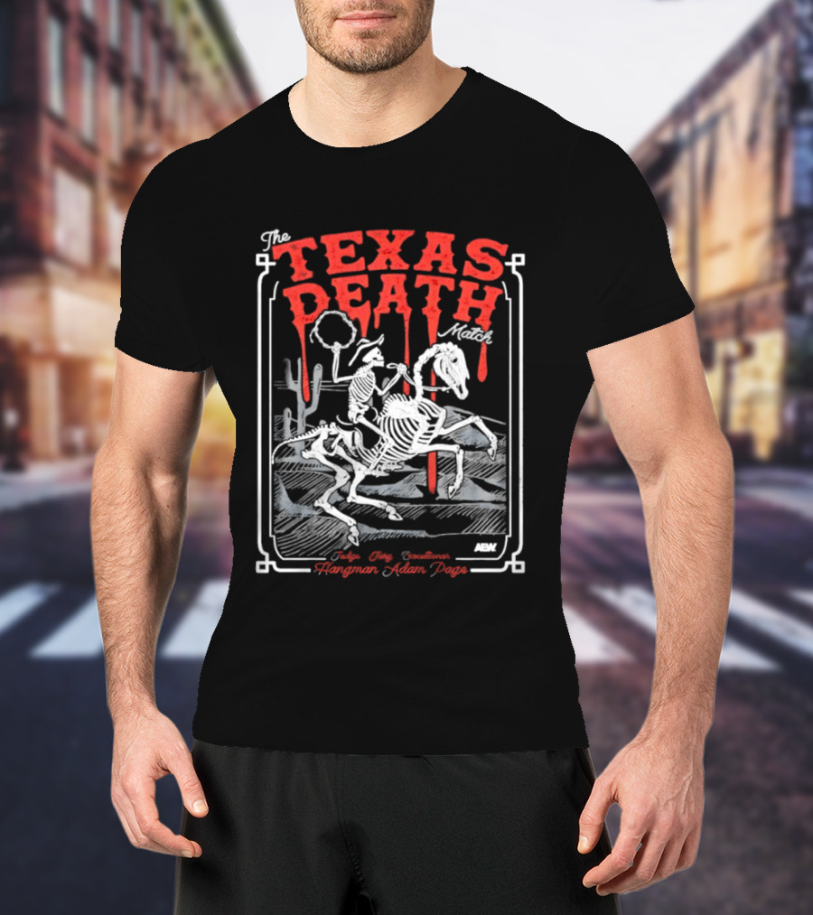 The Texas Death Match Skeleton Riding Wild Desert Scene T-Shirt