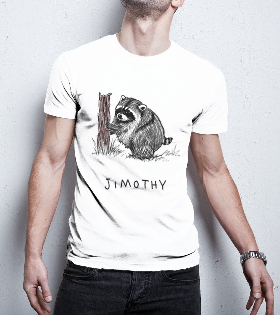Jimothy Raccoon Hugging Tree Drawing T-Shirt