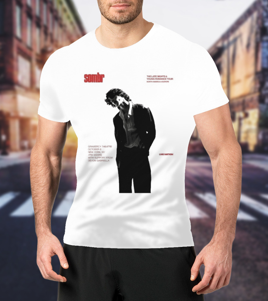 Sombr The Late Nights And Young Romance Tour Dates 2025 North America And Europe T-Shirt