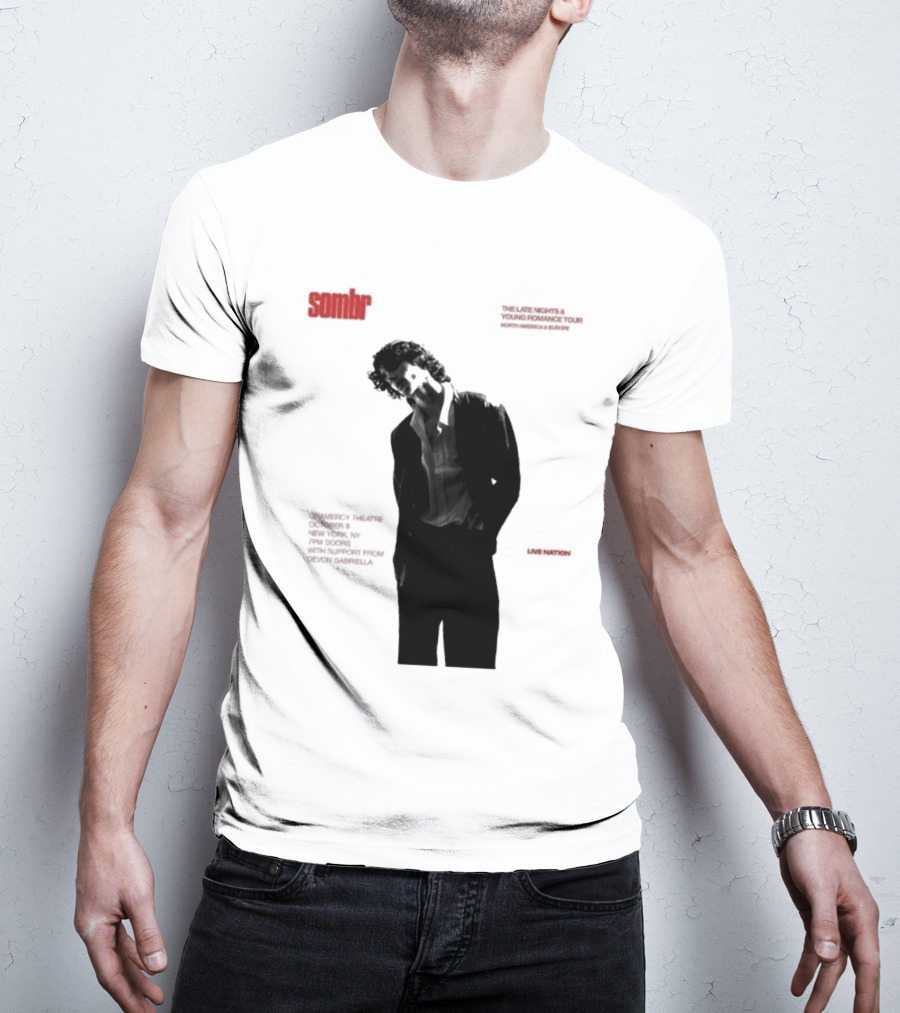 Sombr The Late Nights And Young Romance Tour Dates 2025 North America And Europe T-Shirt