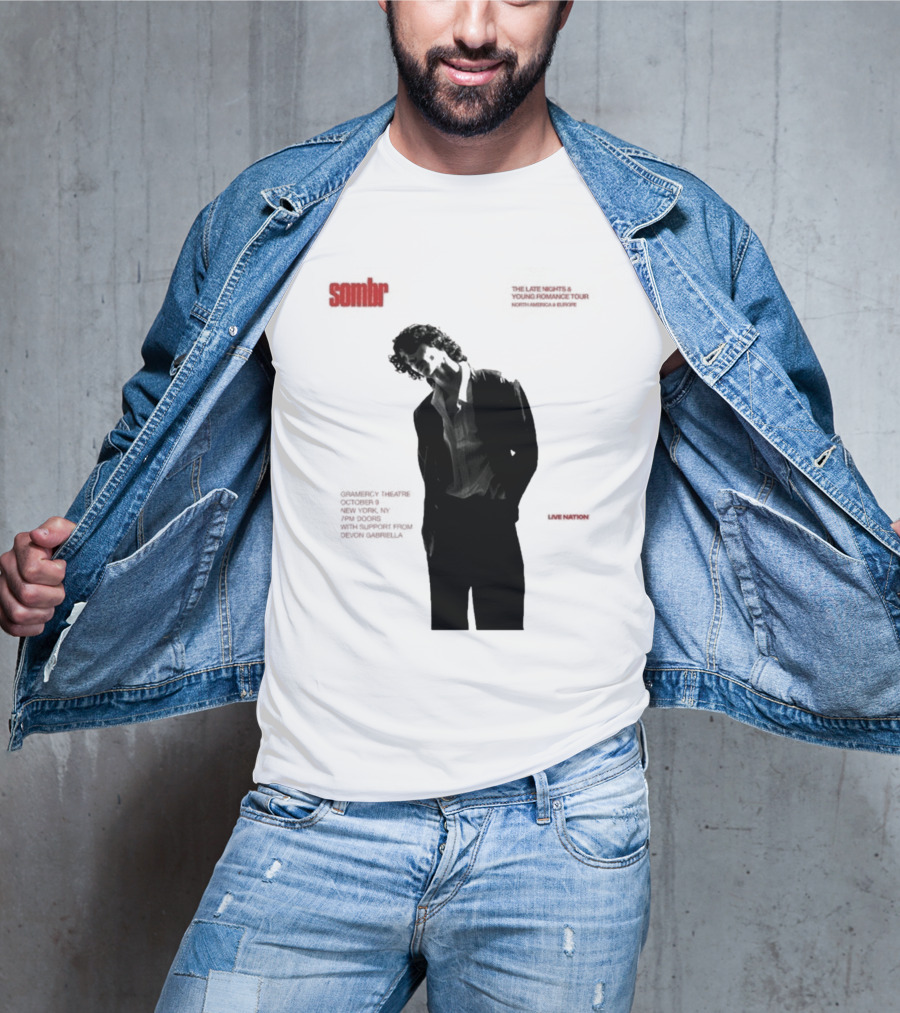 Sombr The Late Nights And Young Romance Tour Dates 2025 North America And Europe T-Shirt