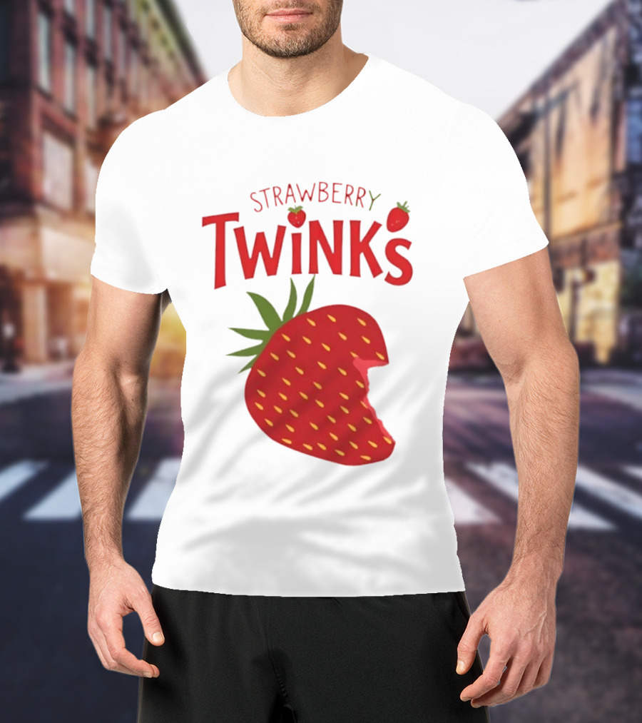 Strawberry Twinks With Bitten Strawberry Motif T-Shirt