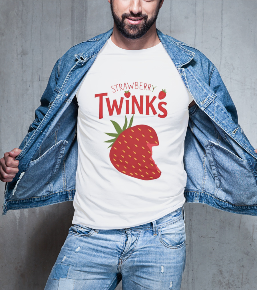 Strawberry Twinks With Bitten Strawberry Motif T-Shirt