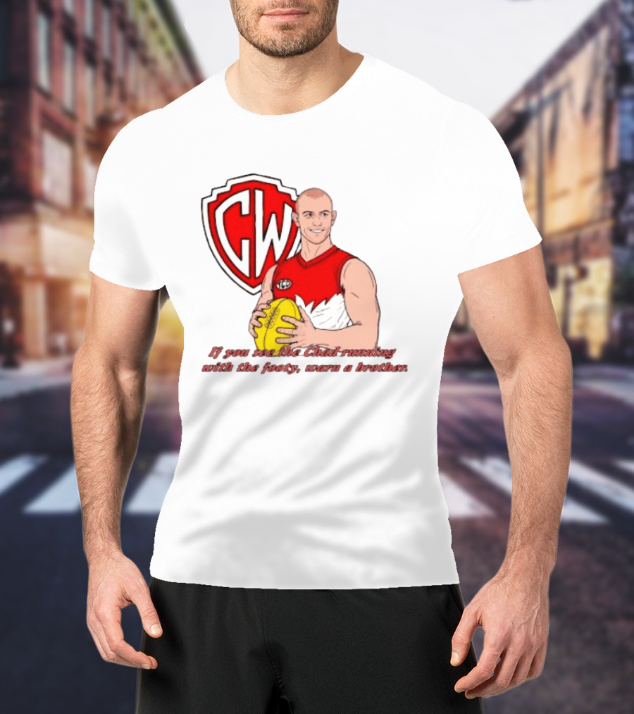 The Chad Running Footy Warn A Brother CW AFL T-Shirt