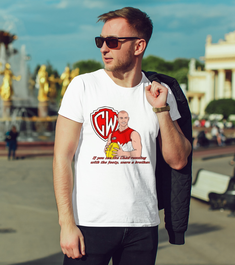 The Chad Running Footy Warn A Brother CW AFL T-Shirt