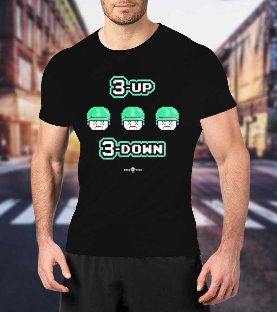 3 Up 3 Down 8 Bit Style Retro Gaming T-Shirt