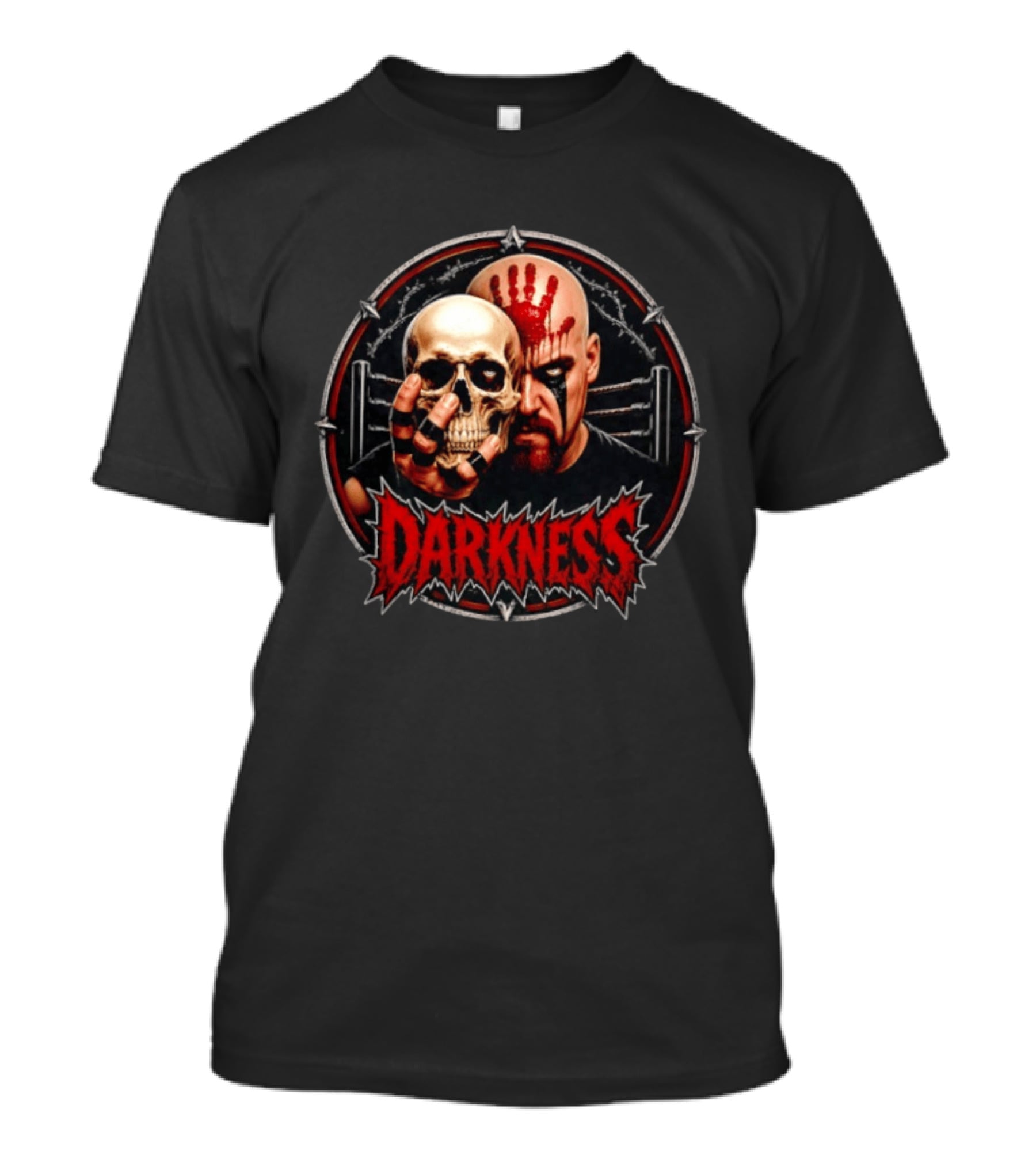 Darkness Skull Face Paint Handprint Barbed Wire Circle T-Shirt