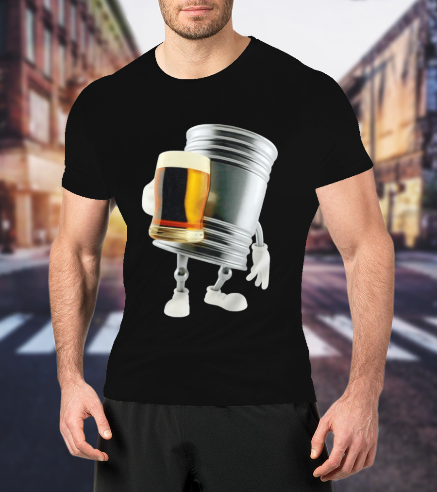 Beer Keg Holding Glass Character Meme T-Shirt