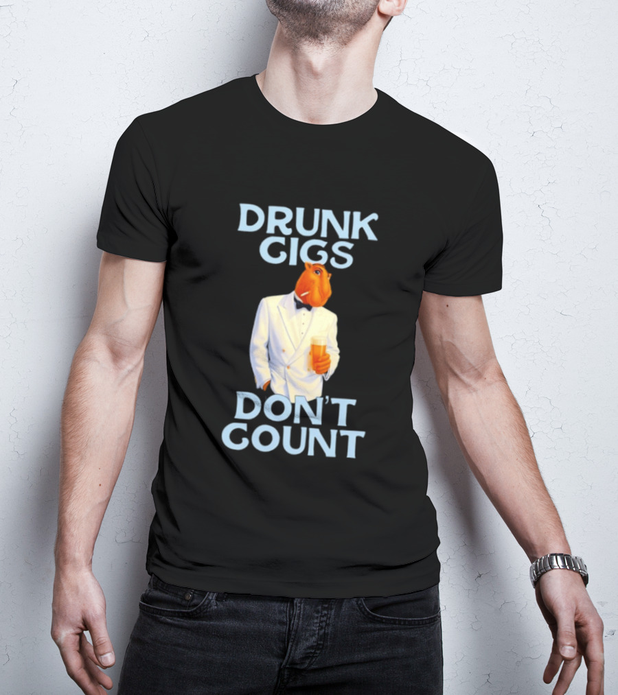 Drunk Gigs Don't Count Camel Smoking Beer In Tuxedo T-Shirt