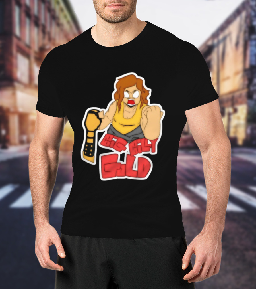 Big Billy Gold Wrestling Champion Belt Bold Cartoon T-Shirt
