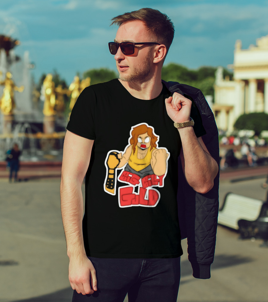 Big Billy Gold Wrestling Champion Belt Bold Cartoon T-Shirt