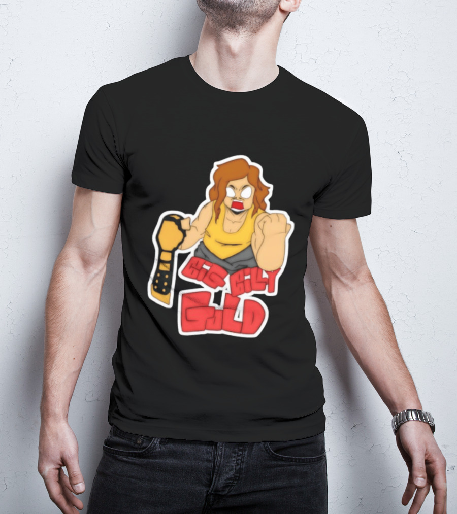Big Billy Gold Wrestling Champion Belt Bold Cartoon T-Shirt