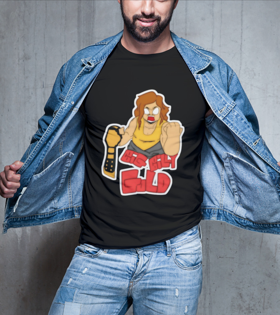 Big Billy Gold Wrestling Champion Belt Bold Cartoon T-Shirt
