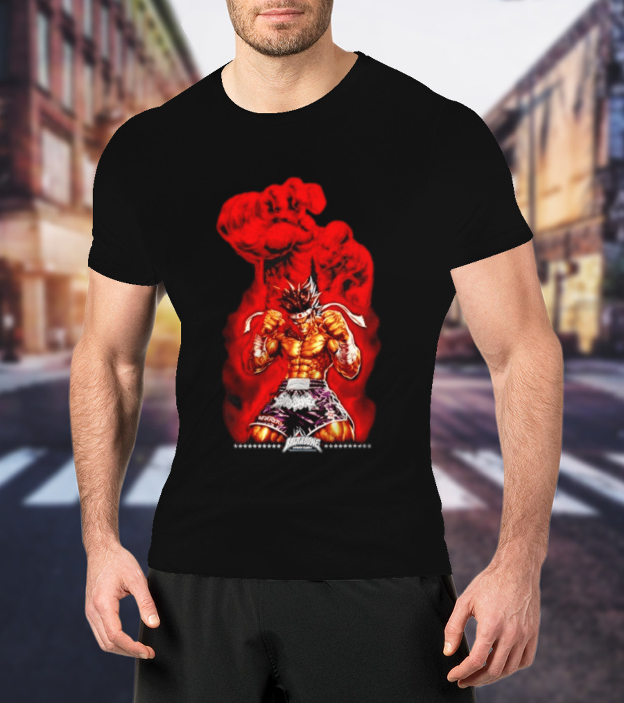 Brick And Bone Fight Club Thai Boxing Warrior With Fiery Fist T-Shirt