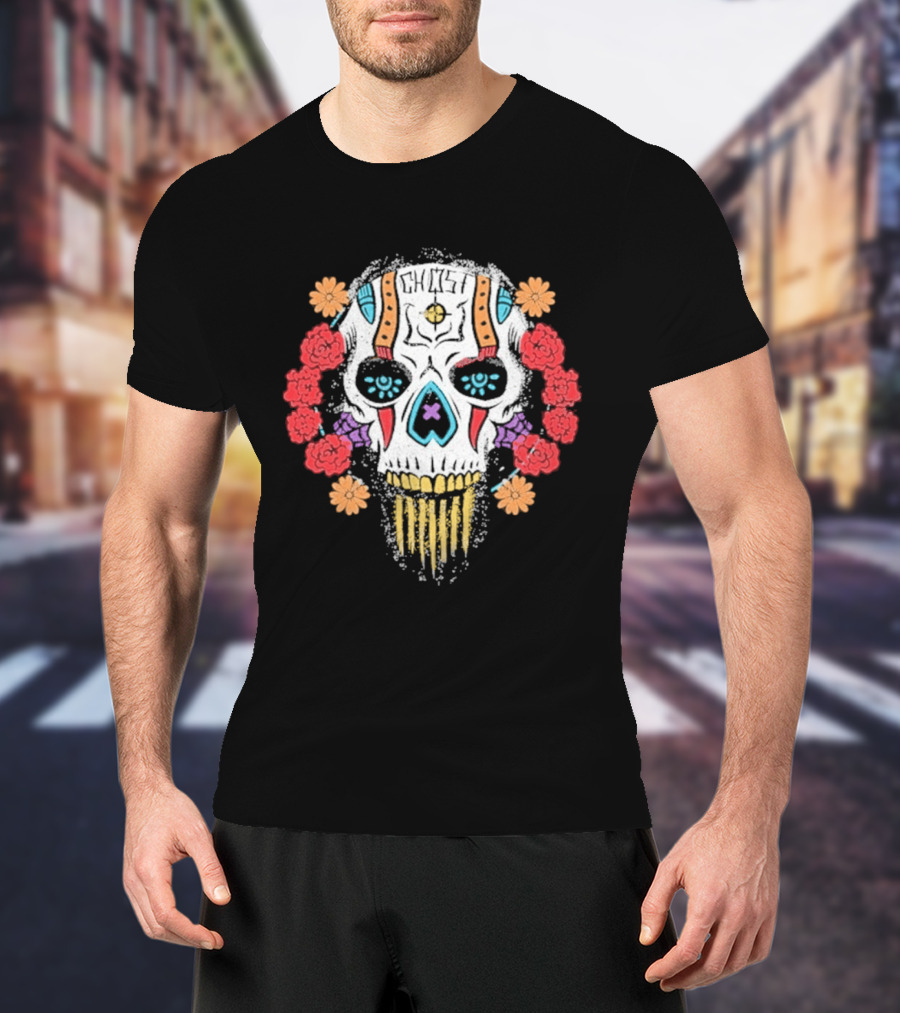 Call Of Duty Ghost Sugar Skull Floral Dia De Los Muertos T-Shirt