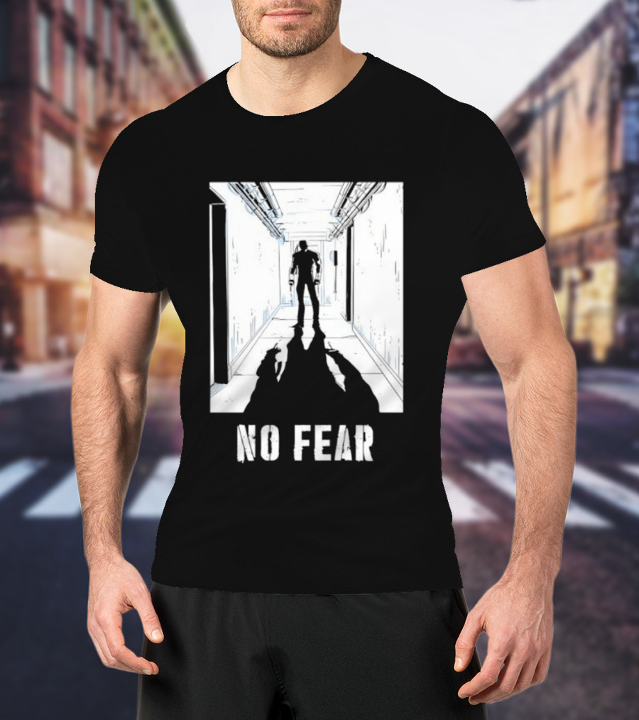 No Fear Courage Motivation Silhouette In Corridor T-Shirt