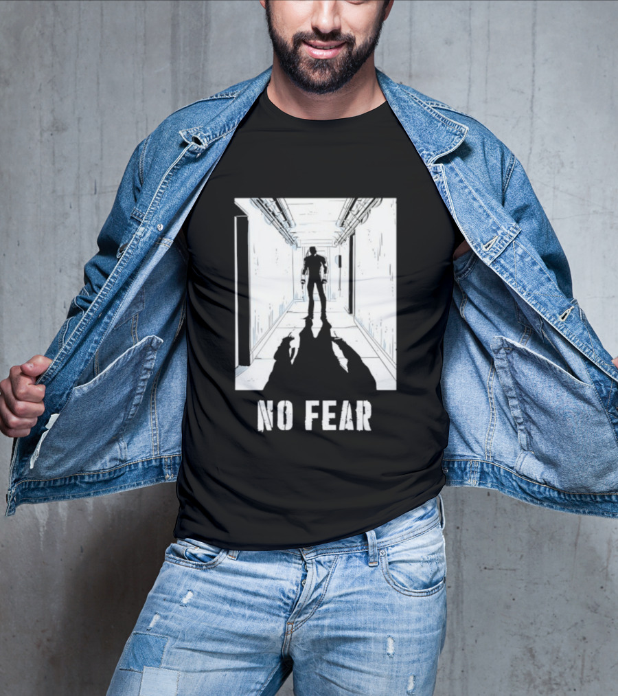 No Fear Courage Motivation Silhouette In Corridor T-Shirt