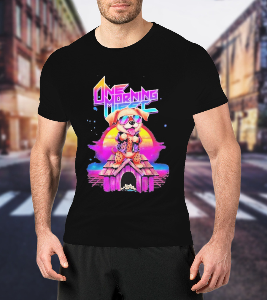 One Morning Left Puppy Doghouse 80s Retro Sunglasses Sunset Vibe T-Shirt