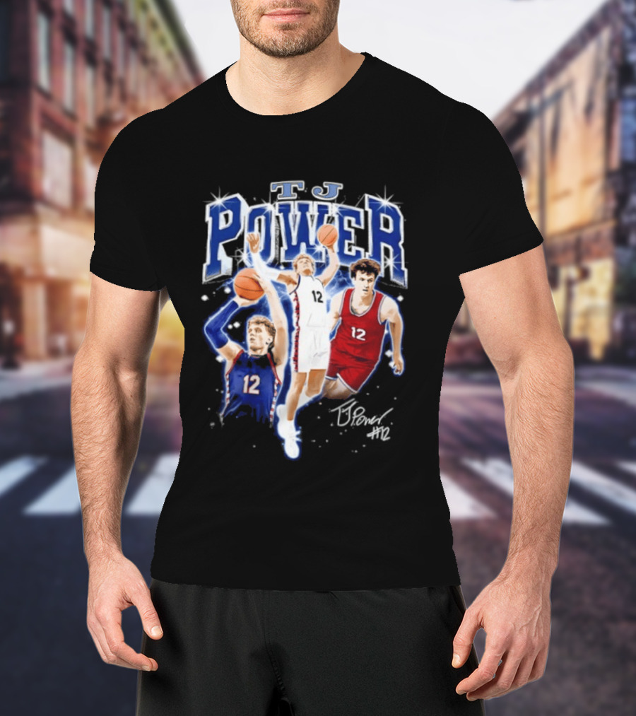 TJ Power Penn Quakers Basketball Player Number 12 Collage T-Shirt