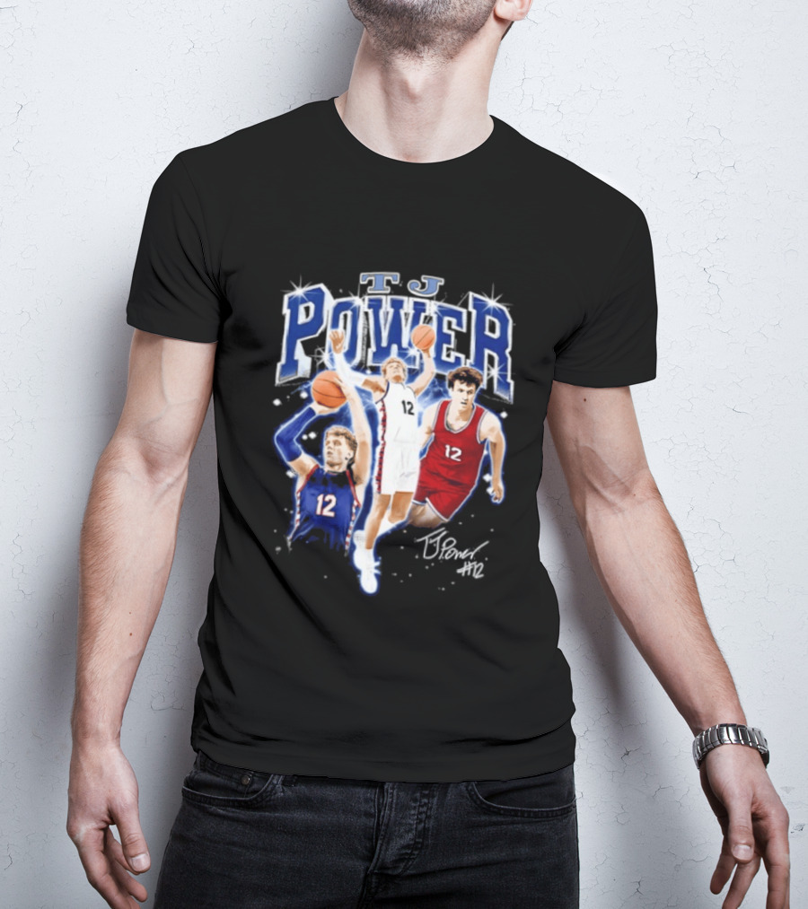 TJ Power Penn Quakers Basketball Player Number 12 Collage T-Shirt