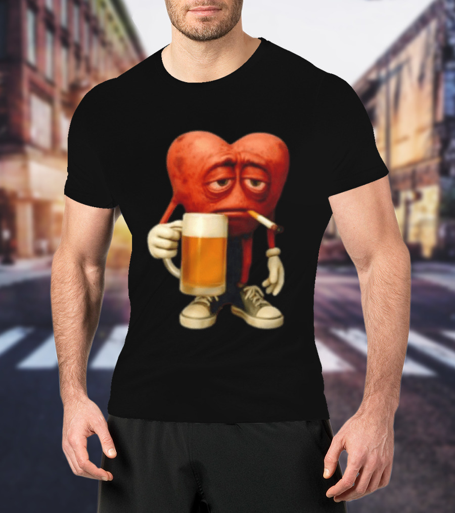 Your Heart Smoking Cigarette And Holding Beer In Sneakers T-Shirt