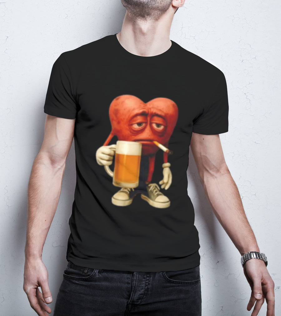 Your Heart Smoking Cigarette And Holding Beer In Sneakers T-Shirt