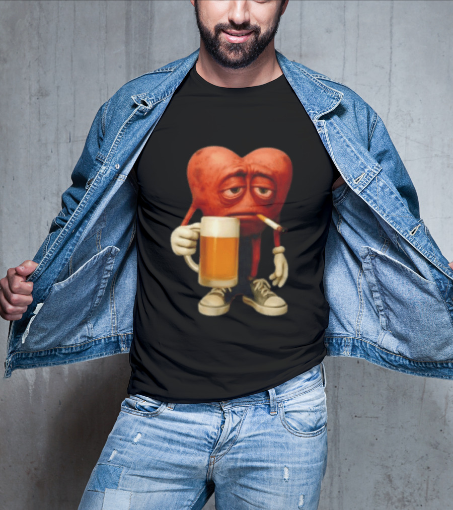 Your Heart Smoking Cigarette And Holding Beer In Sneakers T-Shirt