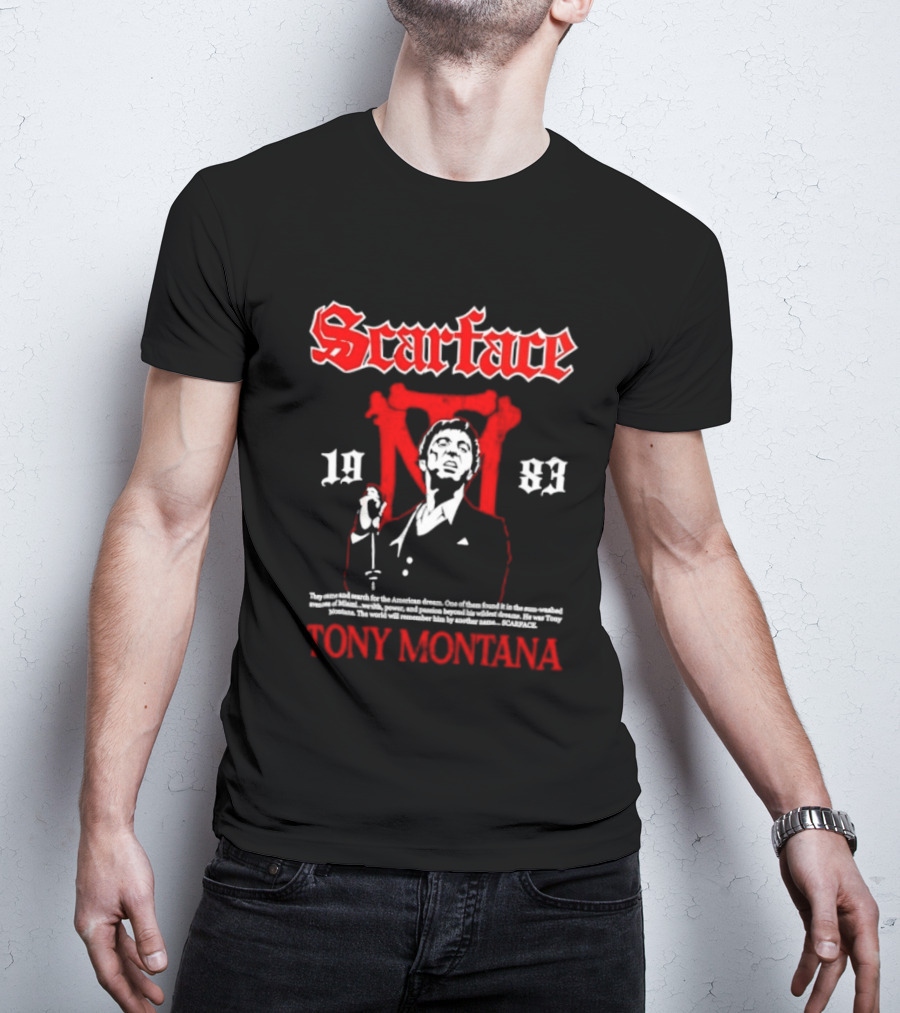 Scarface 1983 Tony Montana American Dream Red White T-Shirt