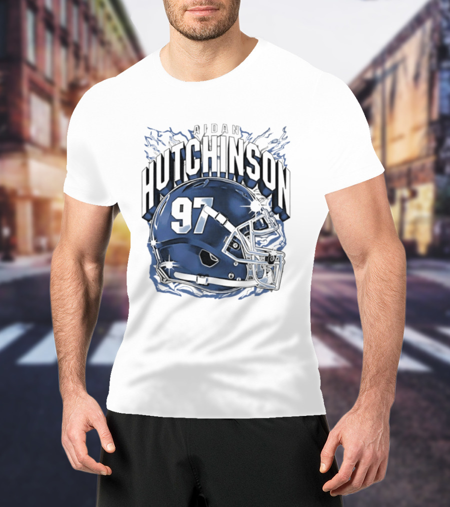 Aidan Hutchinson 97 Detroit Lions Football Helmet T-Shirt
