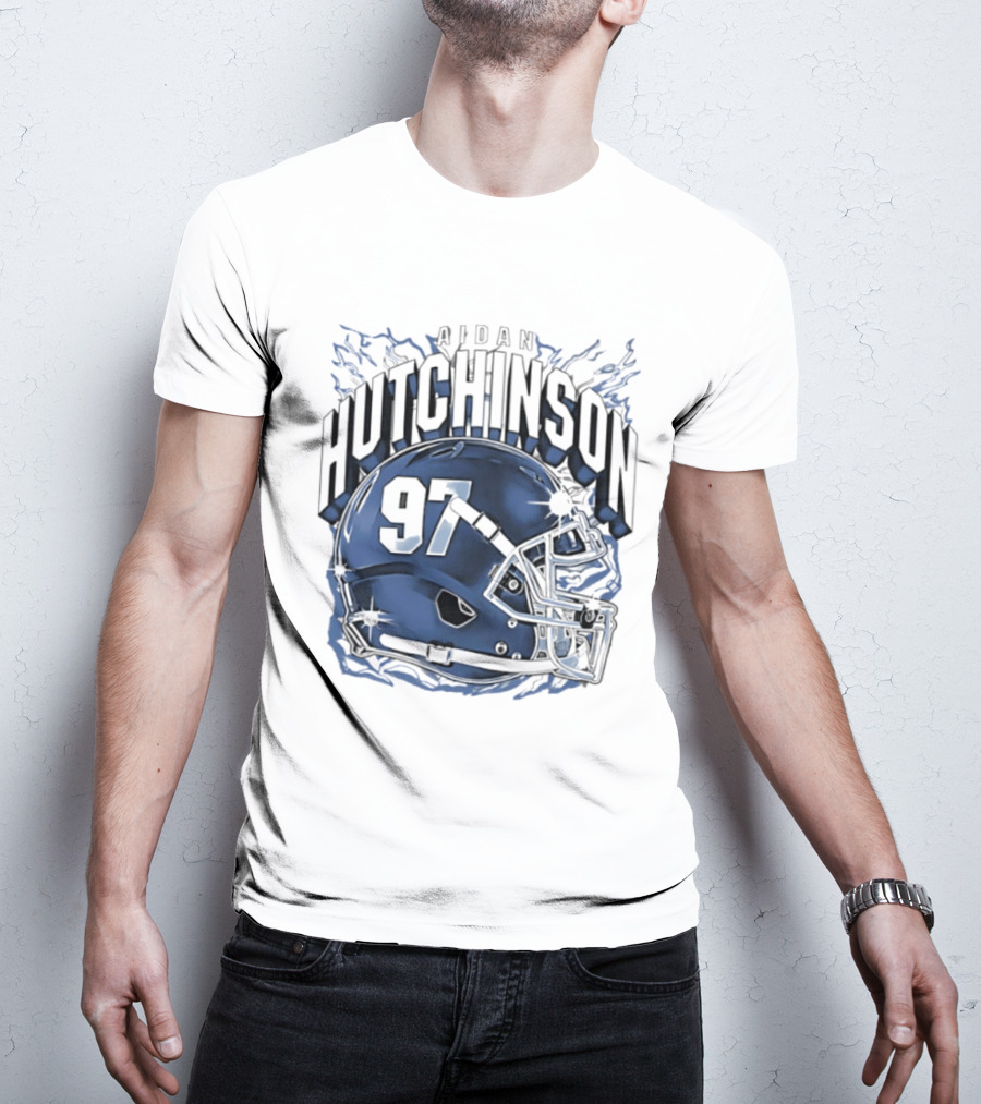 Aidan Hutchinson 97 Detroit Lions Football Helmet T-Shirt