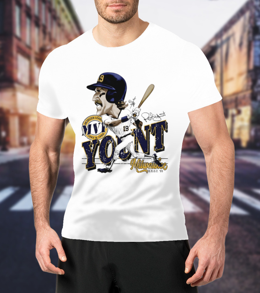 Robin Yount Milwaukee MVP American League 1982 1989 Milwaukee B.O.C. '90 T-Shirt