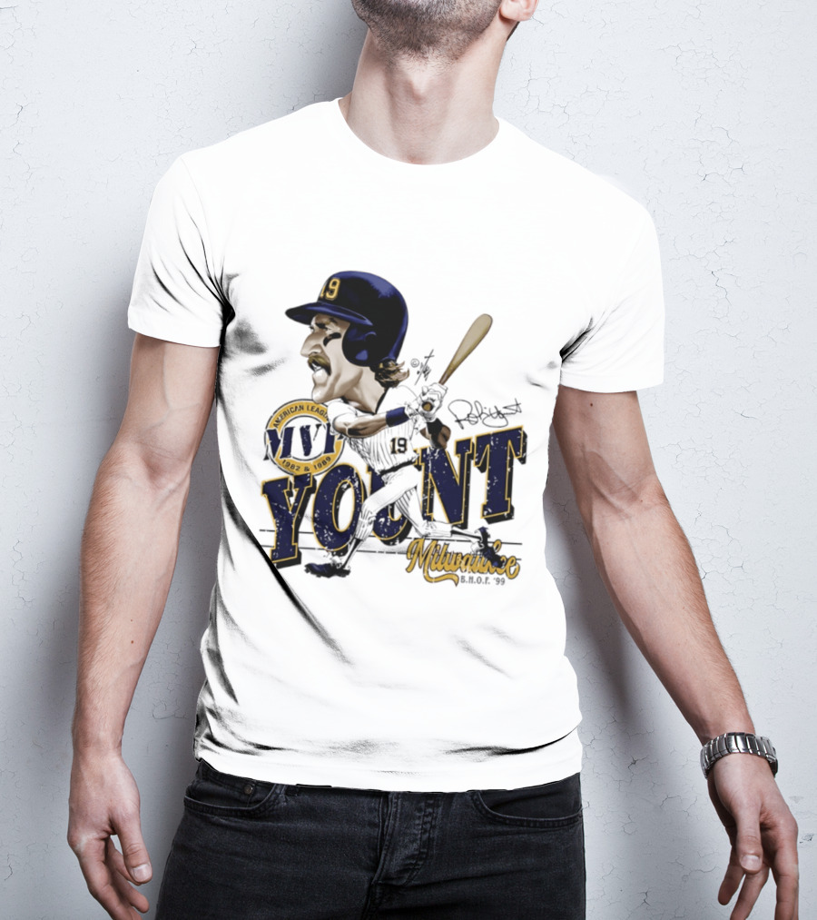 Robin Yount Milwaukee MVP American League 1982 1989 Milwaukee B.O.C. '90 T-Shirt