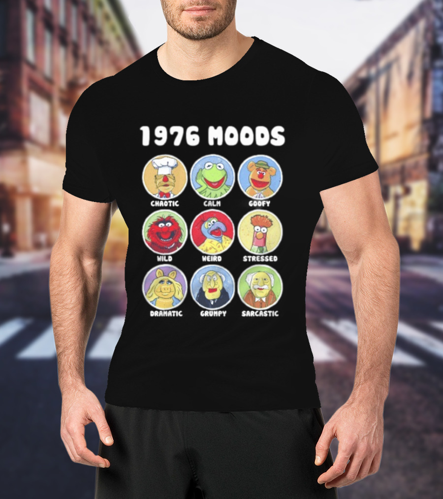1976 Moods The Muppets Kermit Miss Piggy Animal Fozzie Beaker Swedish Chef Bunsen Honeydew Sam Eagle Statler Waldorf T-Shirt