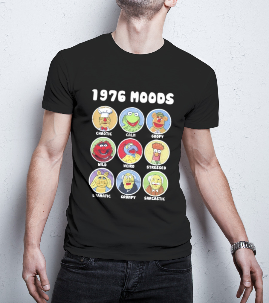1976 Moods The Muppets Kermit Miss Piggy Animal Fozzie Beaker Swedish Chef Bunsen Honeydew Sam Eagle Statler Waldorf T-Shirt