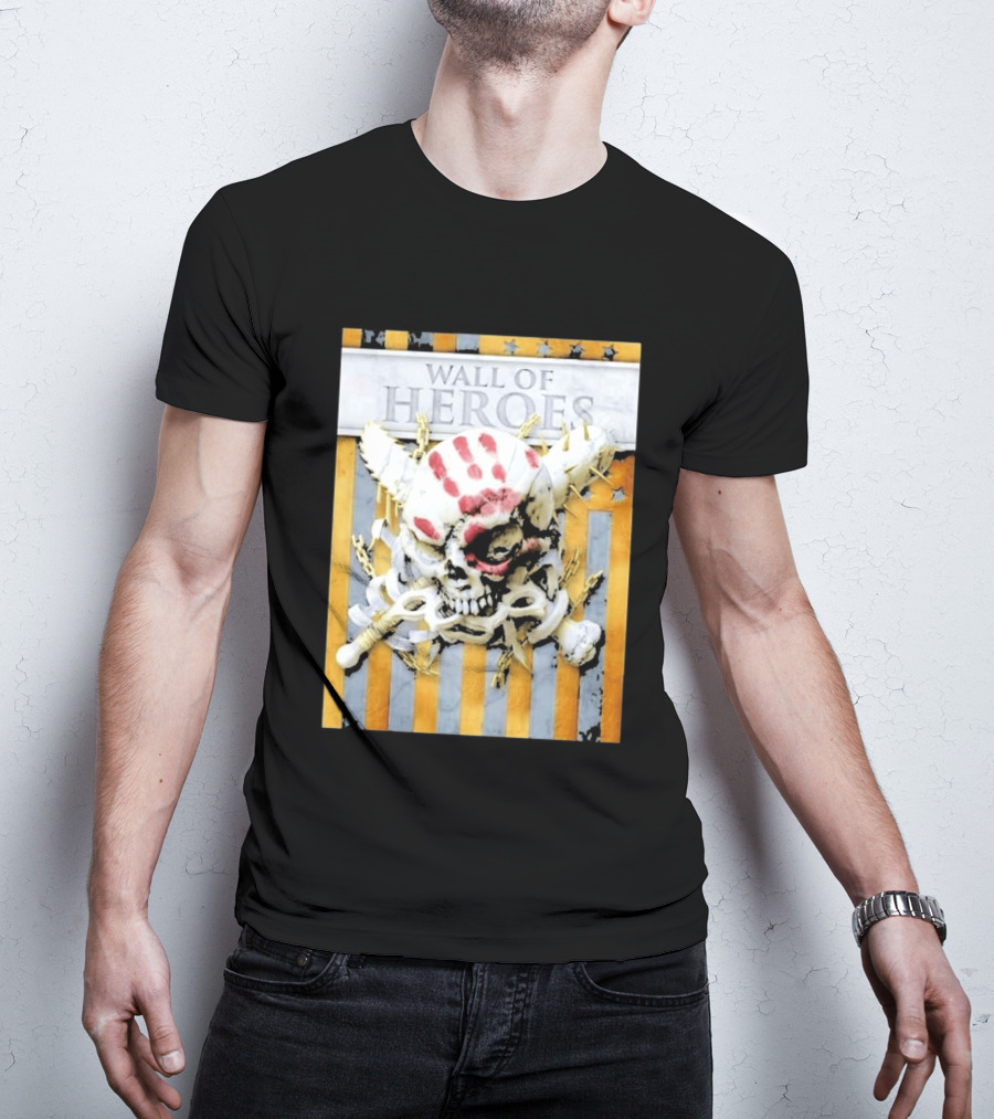 Five Finger Death Punch Wall Of Heroes Skull Chains Barbed Wire American Flag T-Shirt