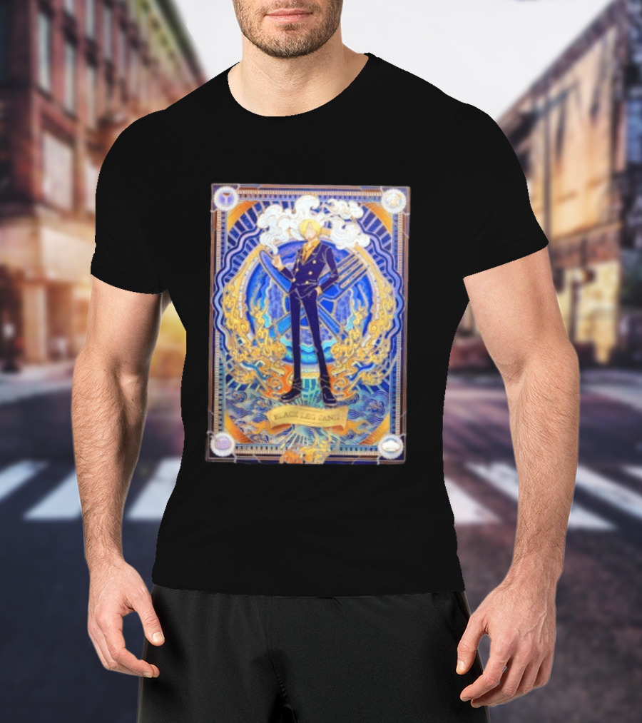 Sanji Black Leg Flames Smoking One Piece Character Art Tarot T-Shirt