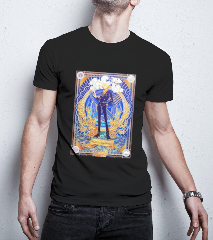 Sanji Black Leg Flames Smoking One Piece Character Art Tarot T-Shirt