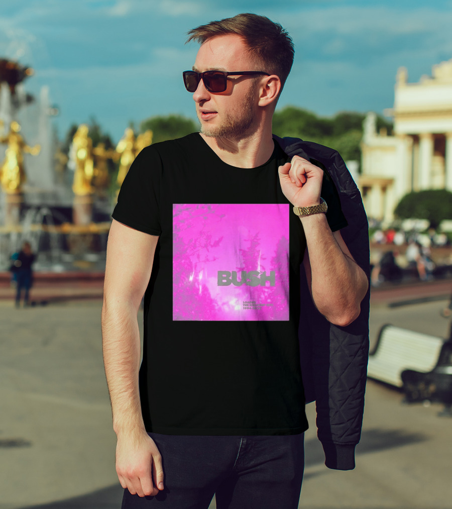 Bush Loaded The Greatest Hits 1994 2023 Pink Album Cover T-Shirt