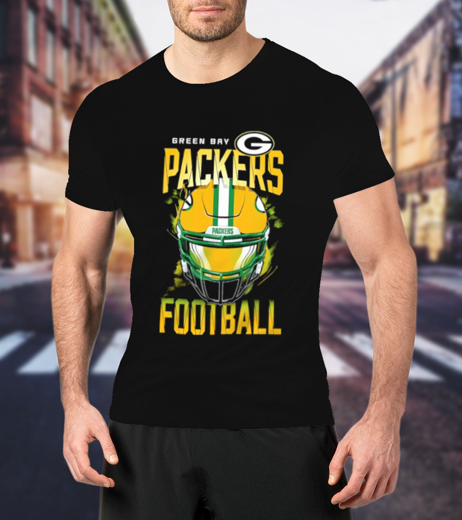 Green Bay Packers Football Helmet Packers Football T-Shirt