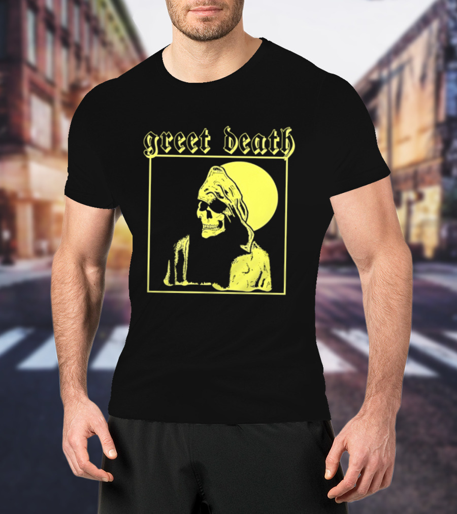 Greet Death Grim Reaper Band Alternative Rock Skeleton Halo T-Shirt