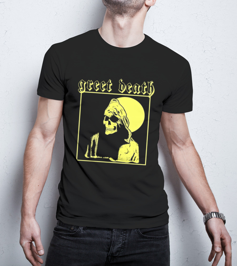 Greet Death Grim Reaper Band Alternative Rock Skeleton Halo T-Shirt