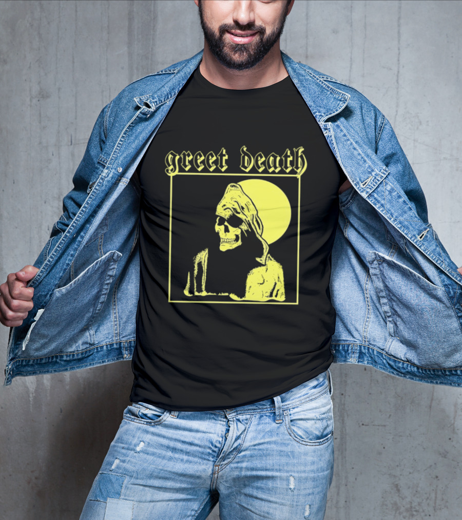 Greet Death Grim Reaper Band Alternative Rock Skeleton Halo T-Shirt