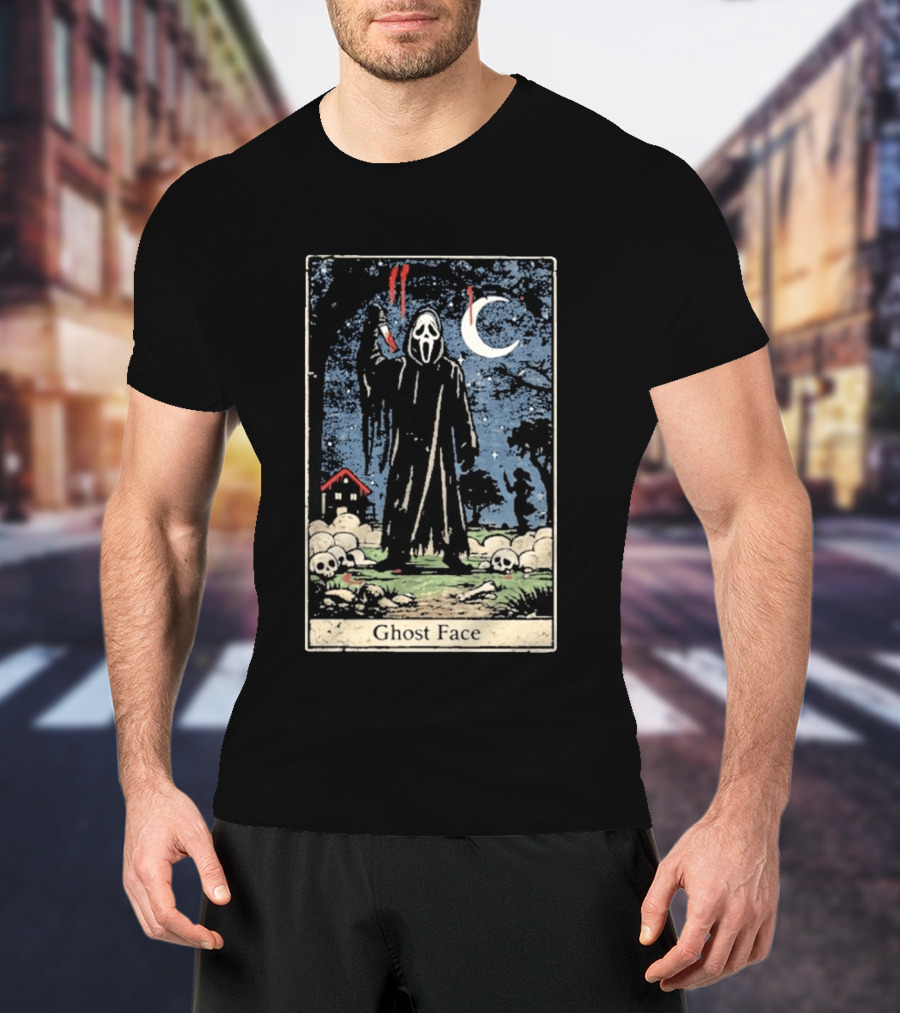 Ghost Face Scream Changes Tarot Card Crossover Halloween Horror Villain T-Shirt