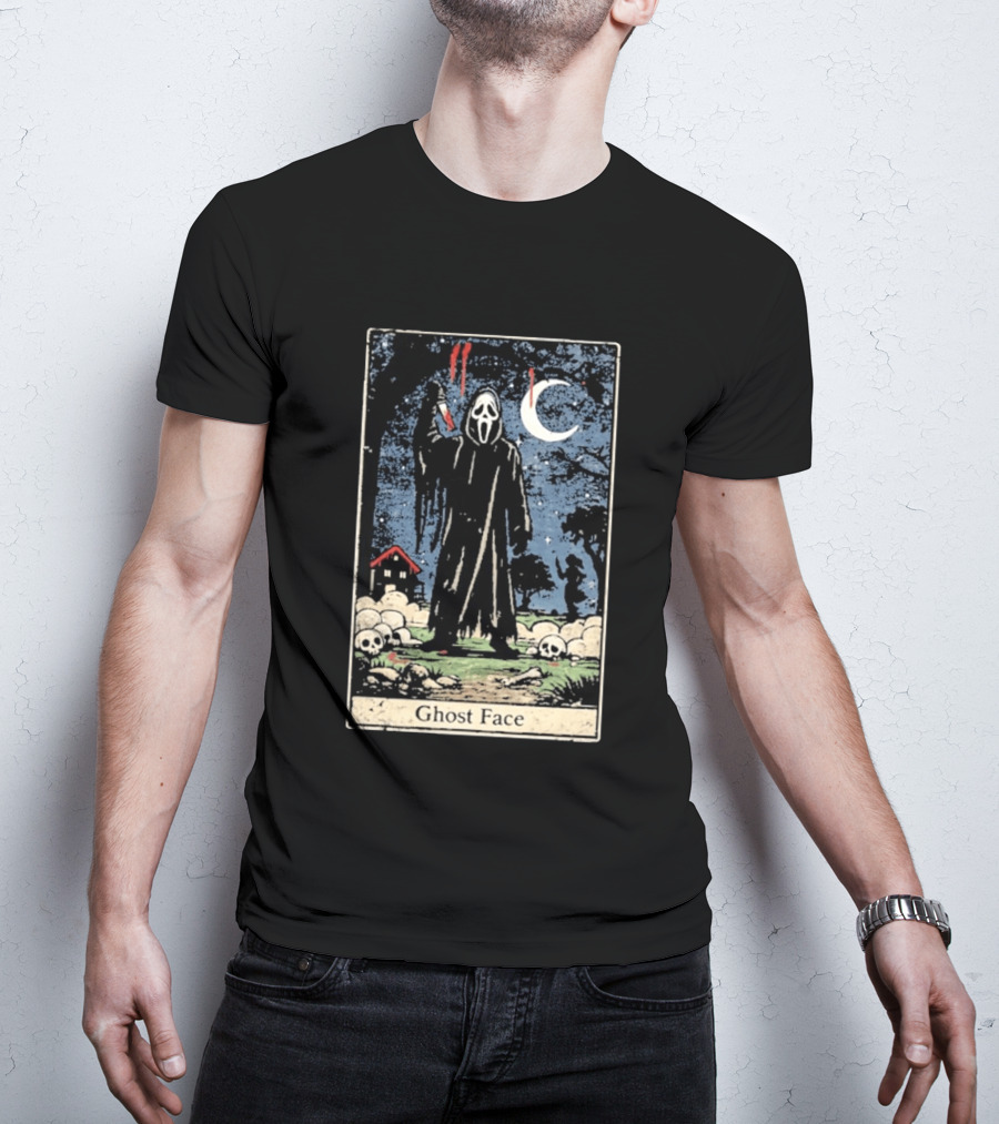 Ghost Face Scream Changes Tarot Card Crossover Halloween Horror Villain T-Shirt