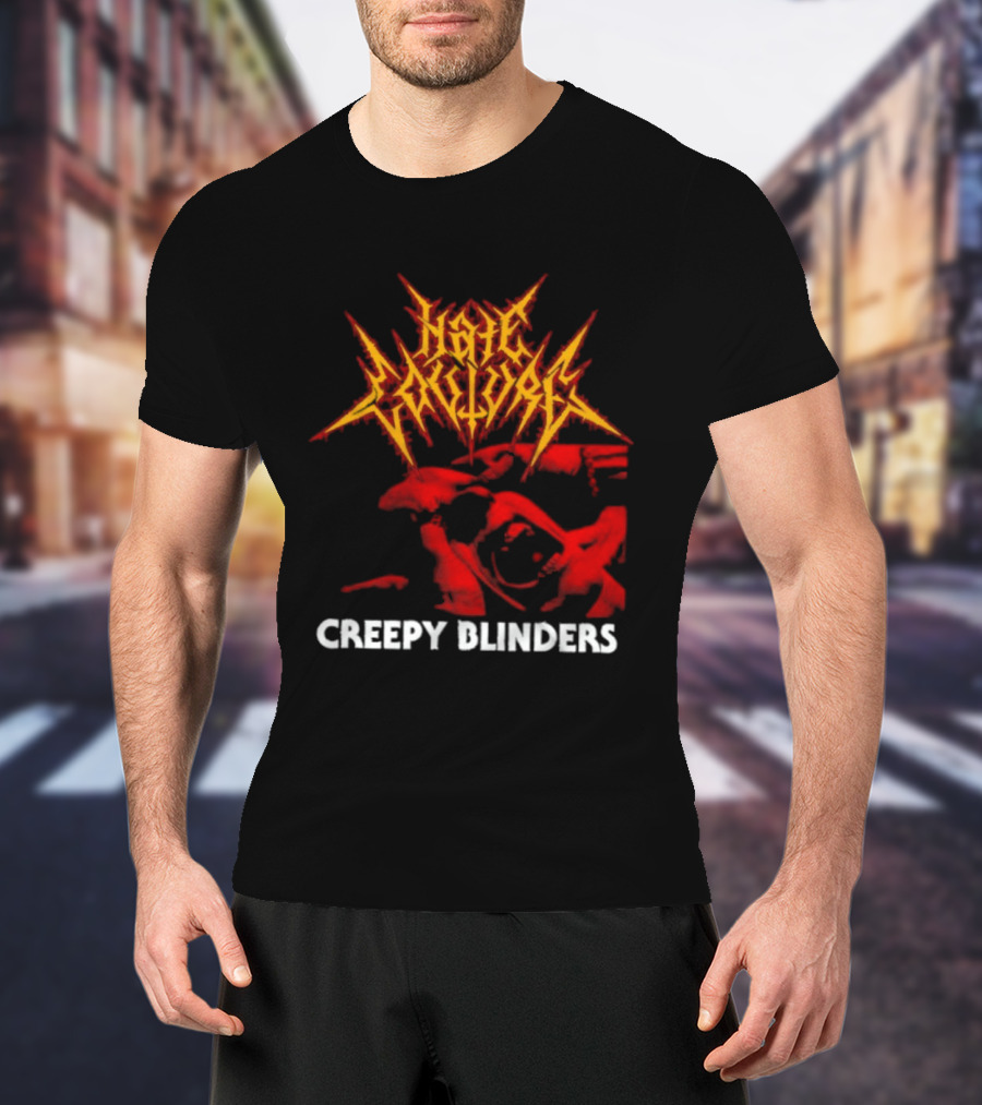 Hate Couture Creepy Blinders Blood Metal T-Shirt