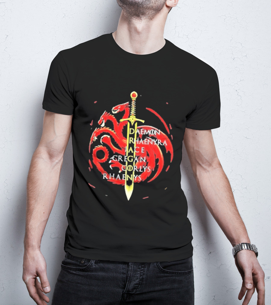 Daemon Rhaenyra Jace Cregan Corlys Rhaenys Dragon Sword Emblem The Reel Rejects T-Shirt
