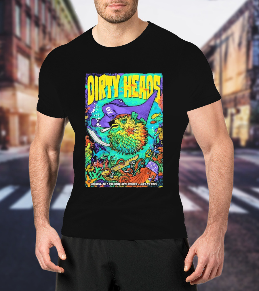 Dirty Heads Holmdel NJ July 23 2026 PNC Bank Arts Center Pirate Theme Ocean Creatures T-Shirt