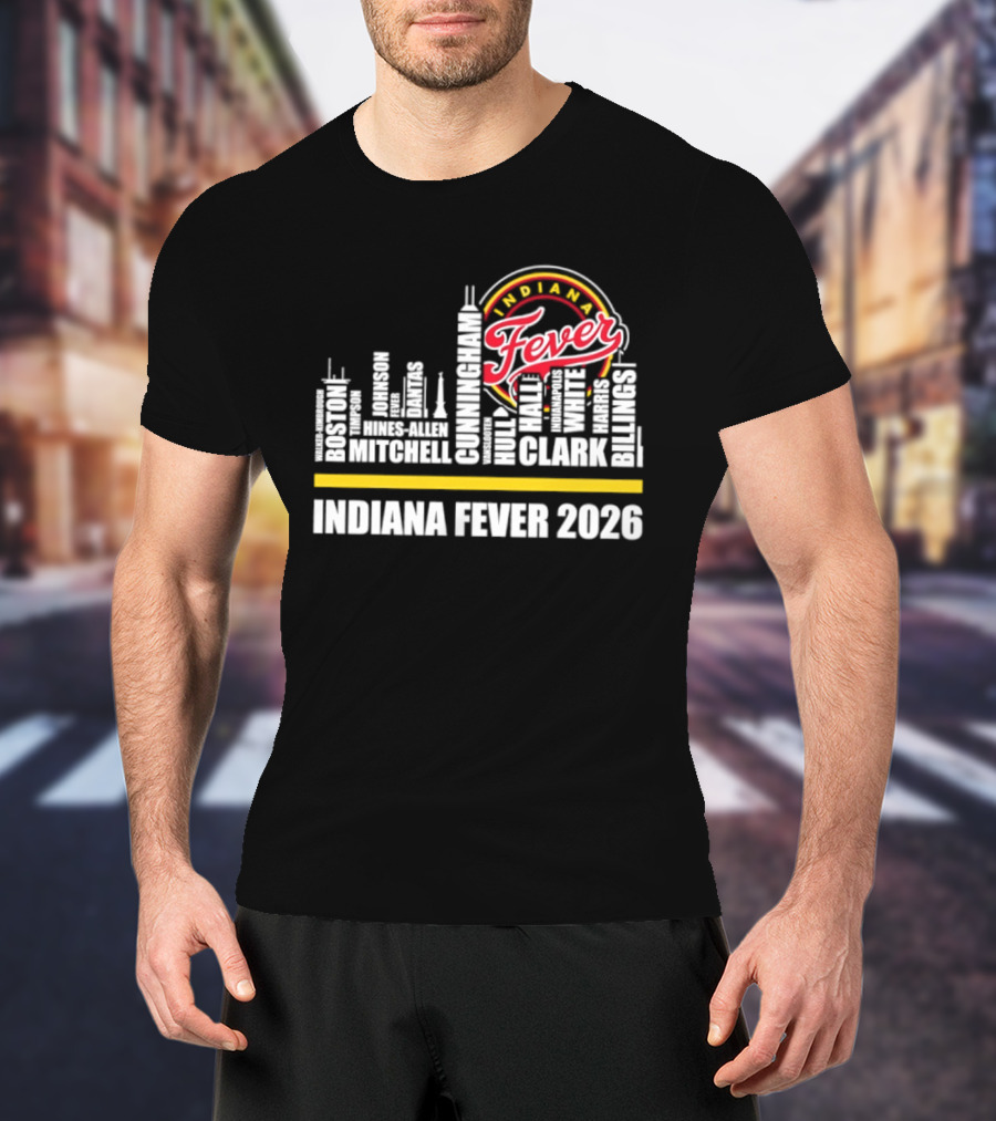 Indiana Fever 2026 Roster Skyline WNBA T-Shirt